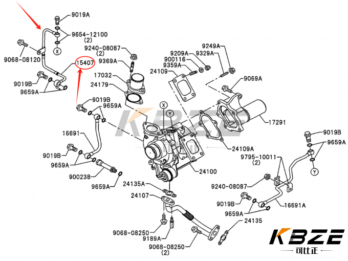 KOBELCO VH15407E0110 TURBOCHARGER INLET PIPE REPLACEMENT FOR KOBELCO ...