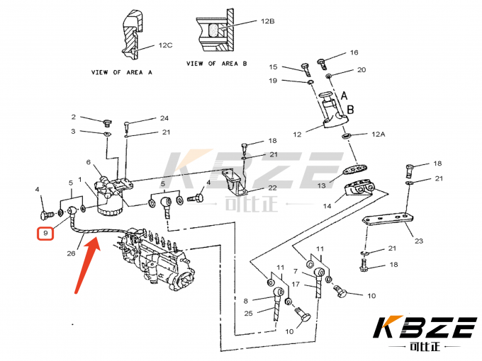 CA1905828 190-5828 1905828 FUEL FILTER DIESEL PUMP HOSE FOR S6K 3066 ...