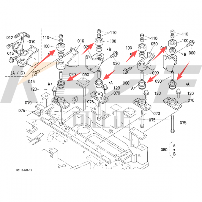 KBZE RD411-42153 KUBOTA V2203 V2403 & ISUZU 3AB1 ENGINE 4246159 4246160 ...