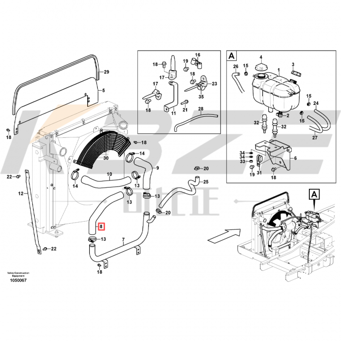 KBZE VOE14579231 14579231 VOLVO D6E ENGINE RADIATOR HOSE FITS EC200B ...